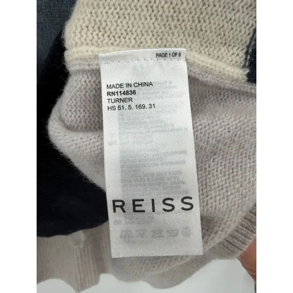 REISS Turner Colour Blocked Crew Neck Jumper Size L NEW $220 Sweater Gray Blue
